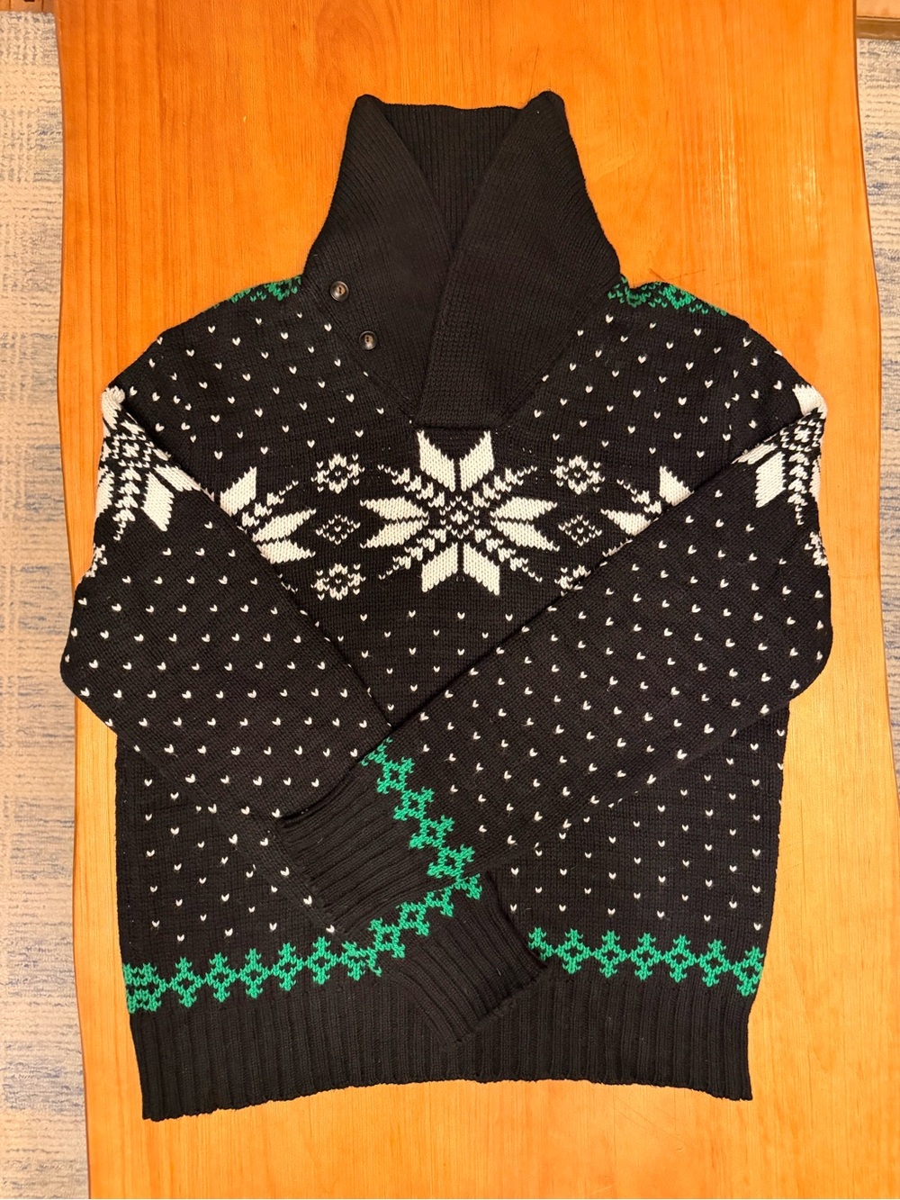 Polo Ralph Lauren Fair Isle Shawl Collar Sweater Black Green Men’s L